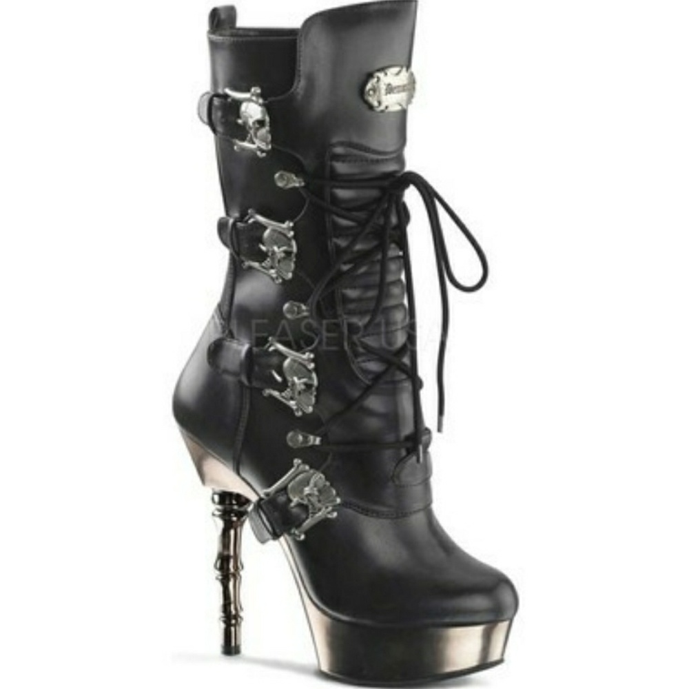 Platform Skull Grunge Rock Lace Up Boots